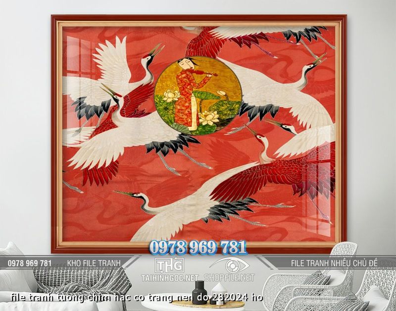 file tranh tuong chim hac co trang nen do 282024 ho
