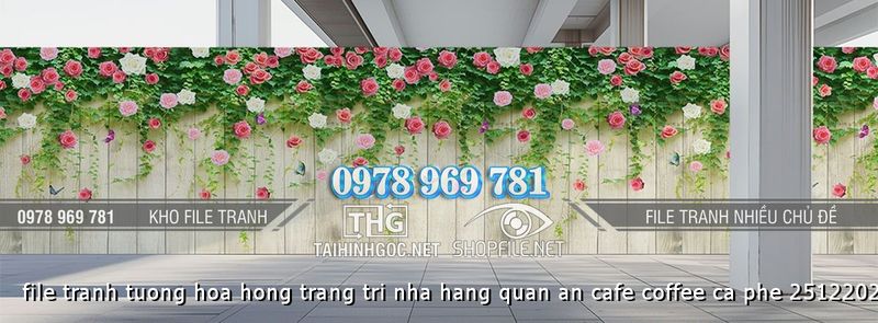 file tranh tuong hoa hong trang tri nha hang quan an cafe coffee ca phe 25122024 t1