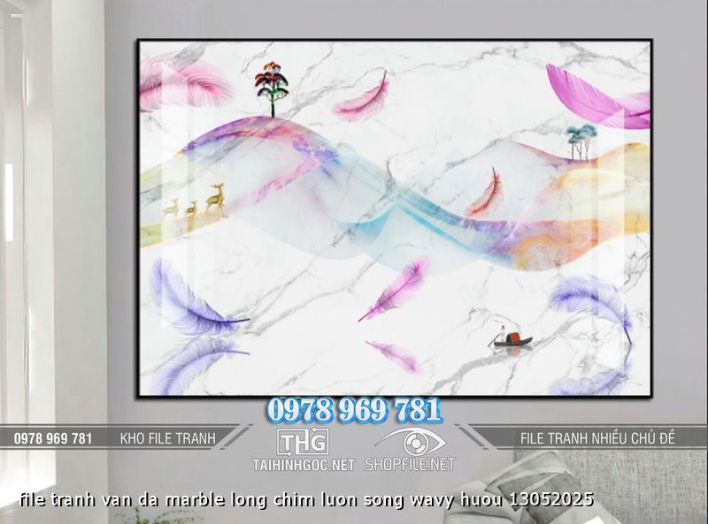 file tranh van da marble long chim luon song wavy huou 13052025
