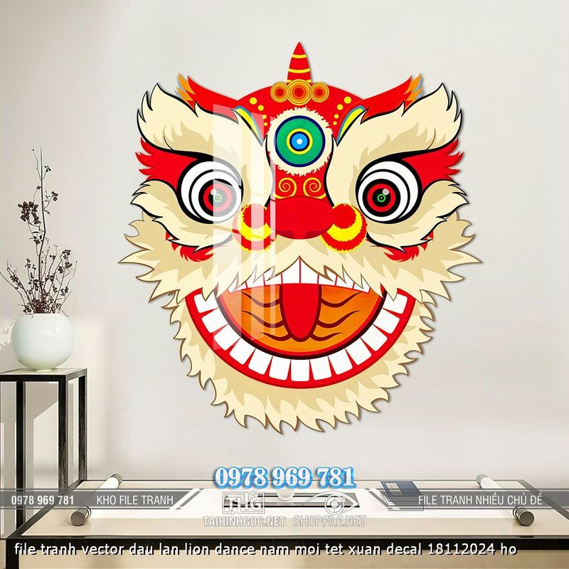 file tranh vector dau lan lion dance nam moi tet xuan decal 18112024 ho