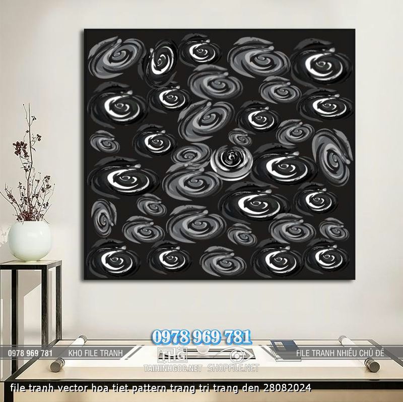 file tranh vector hoa tiet pattern trang tri trang den 28082024