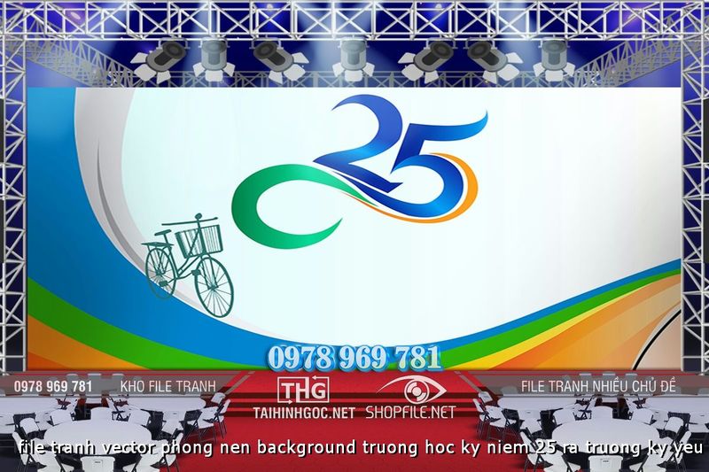 file tranh vector phong nen background truong hoc ky niem 25 ra truong ky yeu