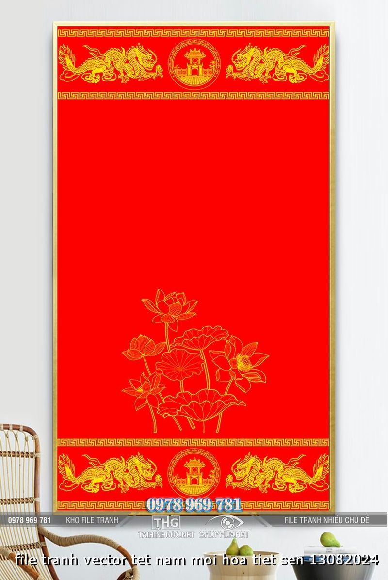 file tranh vector tet nam moi hoa tiet sen 13082024
