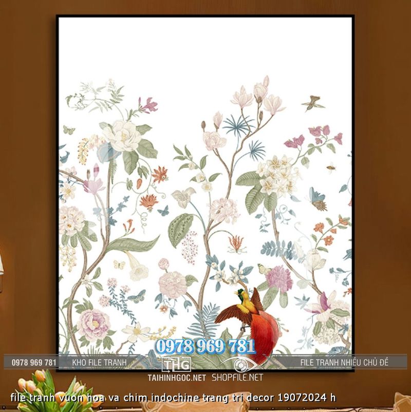 file tranh vuon hoa va chim indochine trang tri decor 19072024 h
