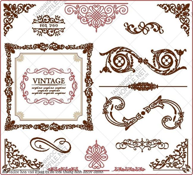 file vector hoa van trang tri du loai khung hinh decor