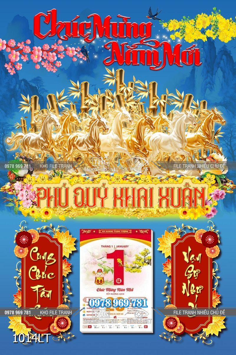 File lịch Tết mã đáo thành công 40x60cm 1014LT