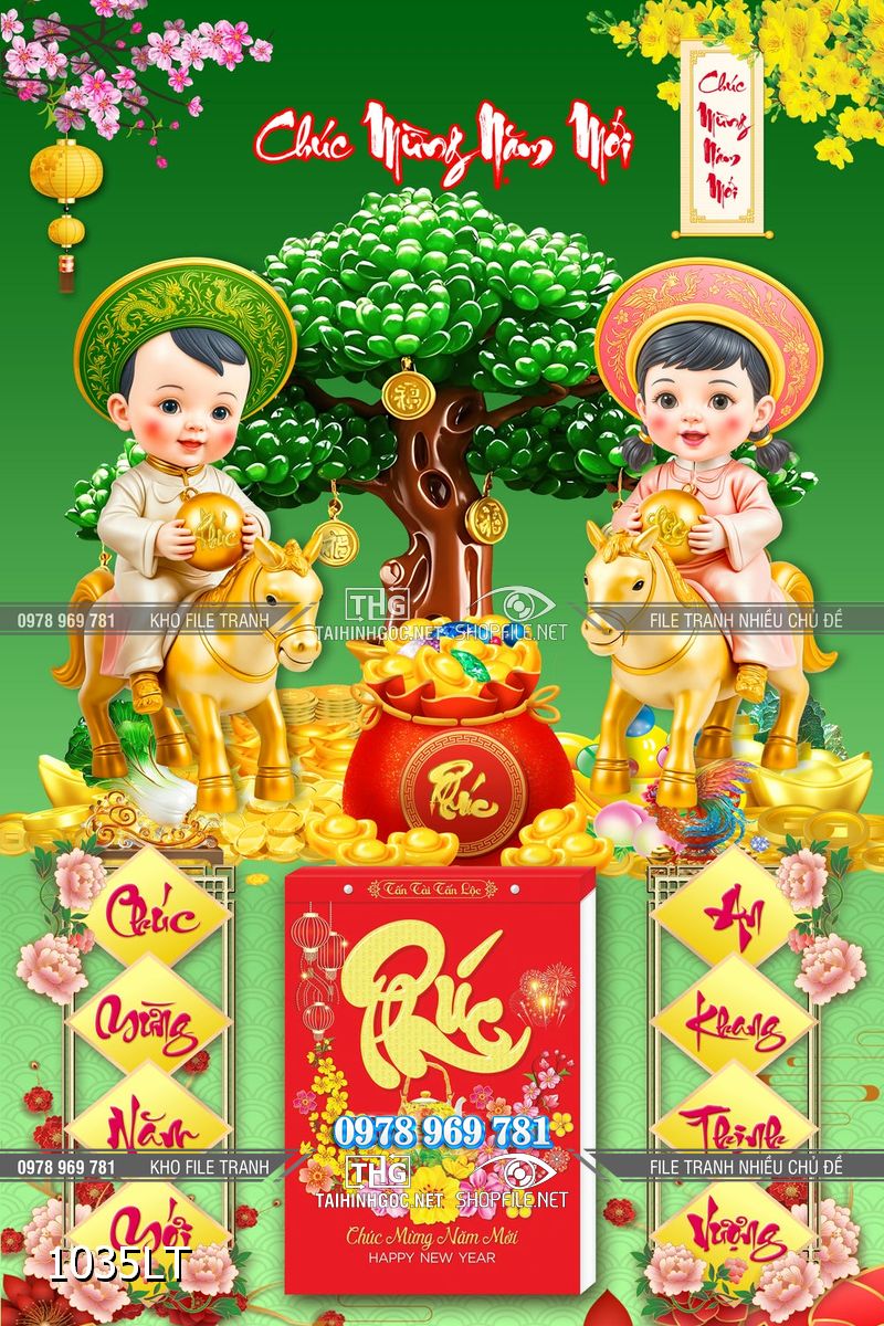 File lịch Tết em bé việt nam vui xuân 1035LT