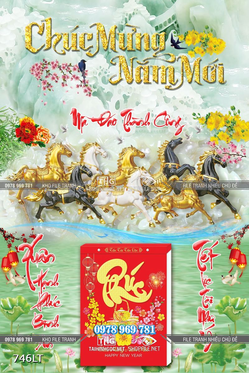 File lịch Psd ngựa bát mã chúc mừng năm mới
