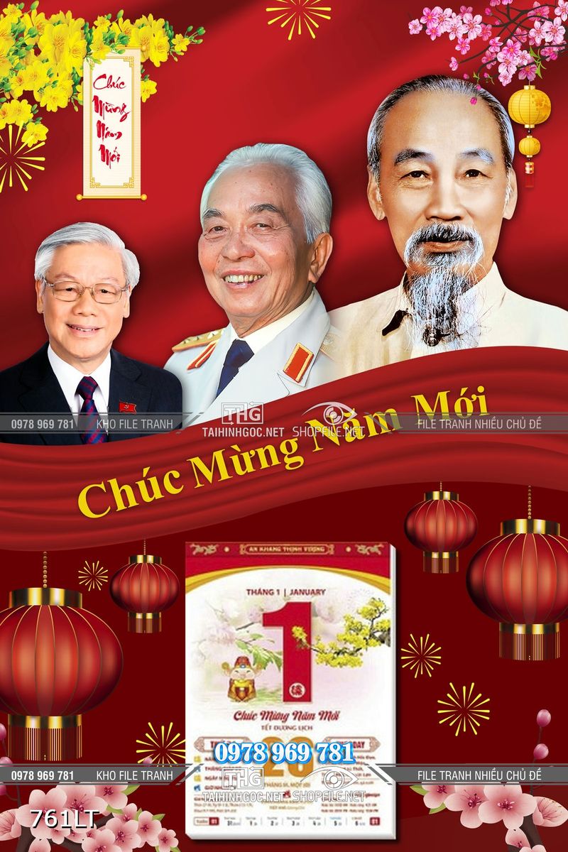 File tranh lịch ba vị lãnh tụ của đất nước