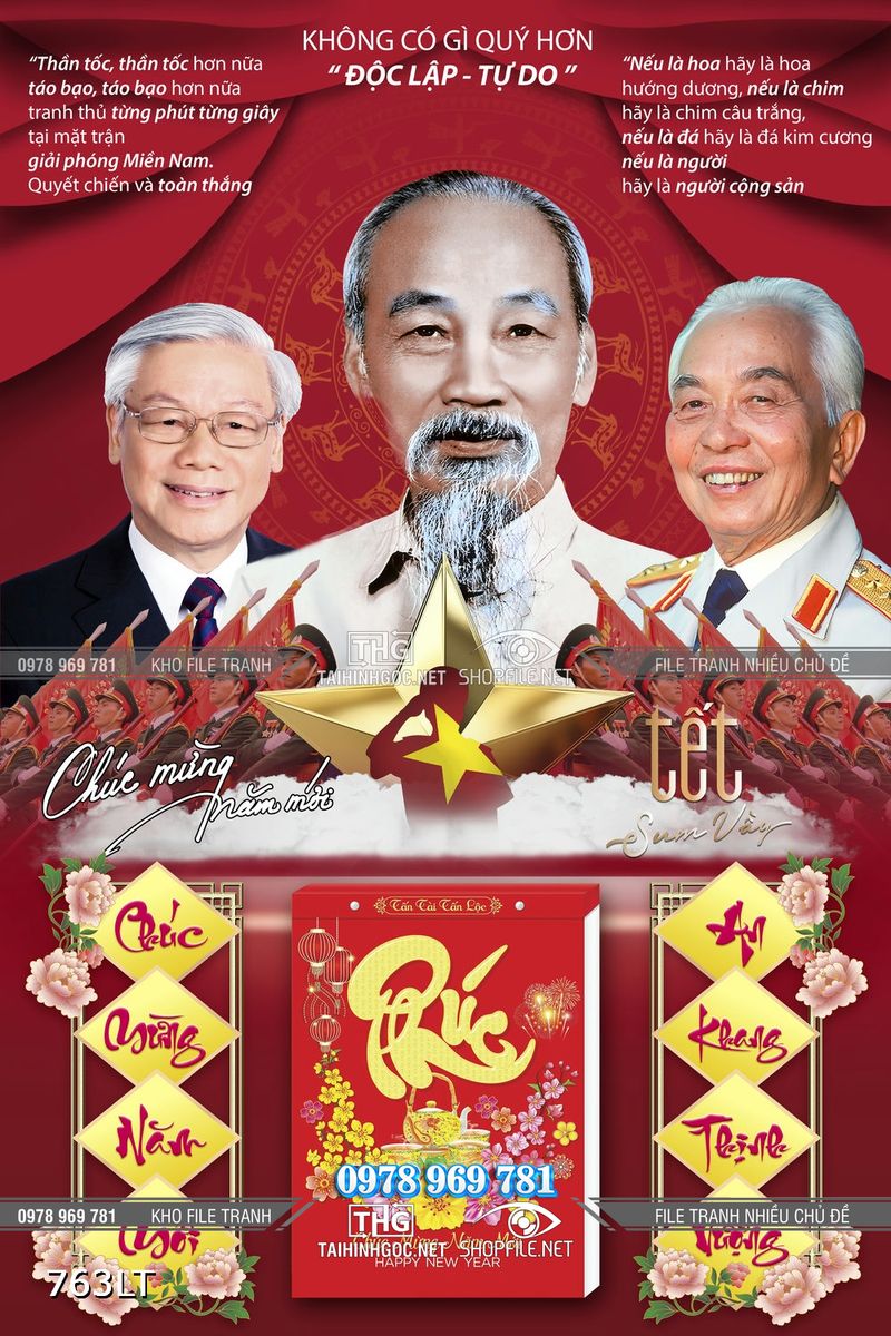 File tranh lịch ba vị lãnh tụ nước nhà