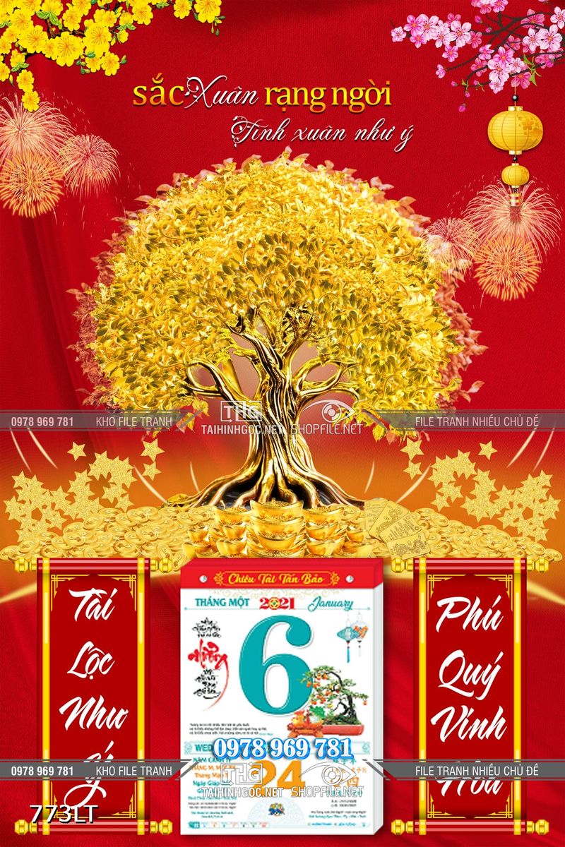 File tranh cây tiền vàng tài lộc