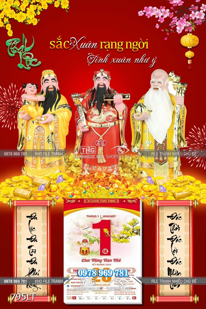 File tranh lịch Phúc Lộc Thọ