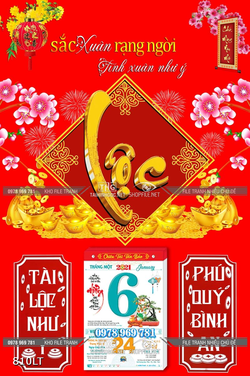 File lịch chữ Lộc trang trí Tết