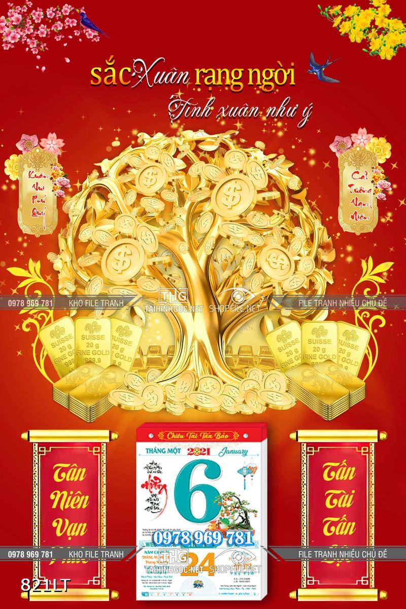 File tranh cây kim tiền tài lộc