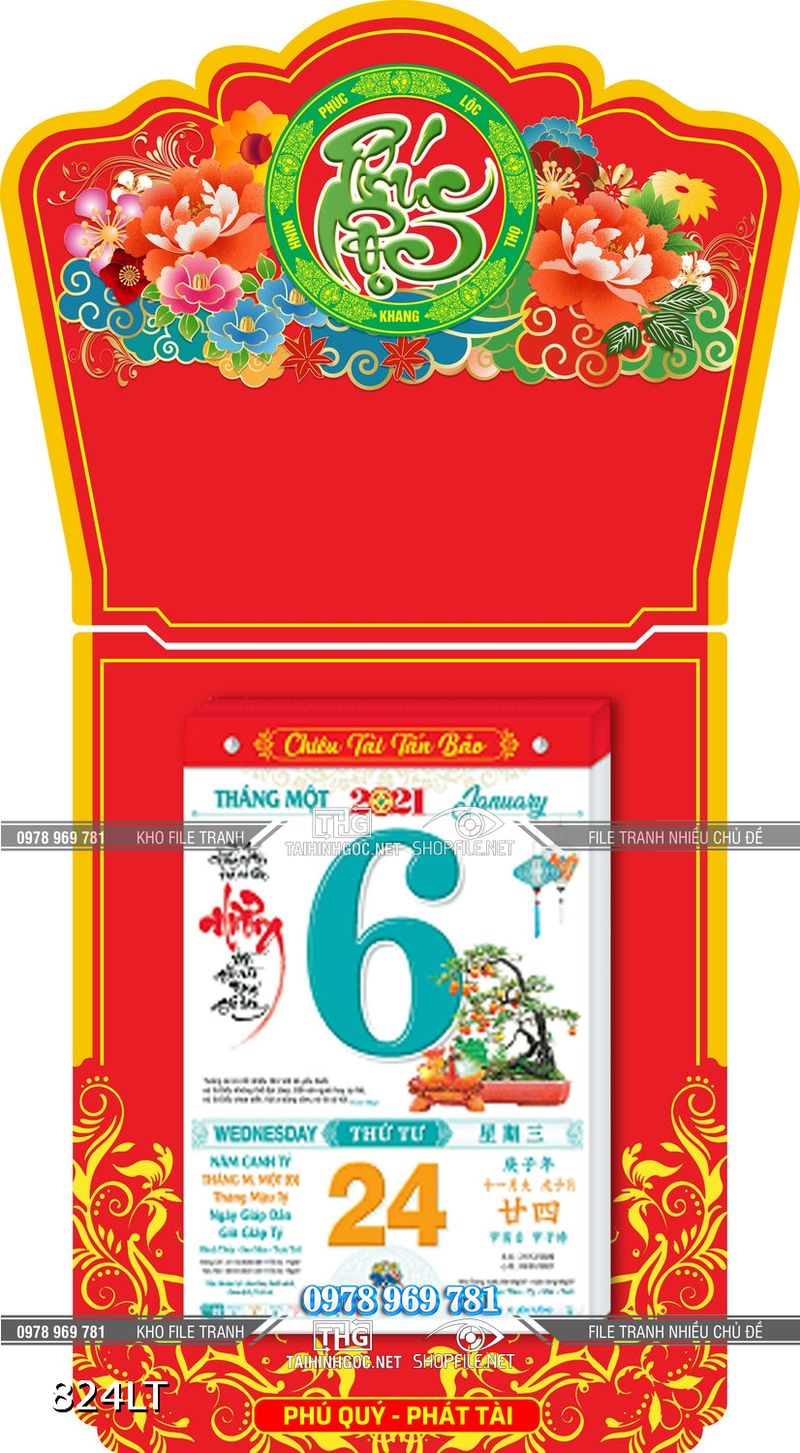 File psd lịch tài lộc treo trang trí
