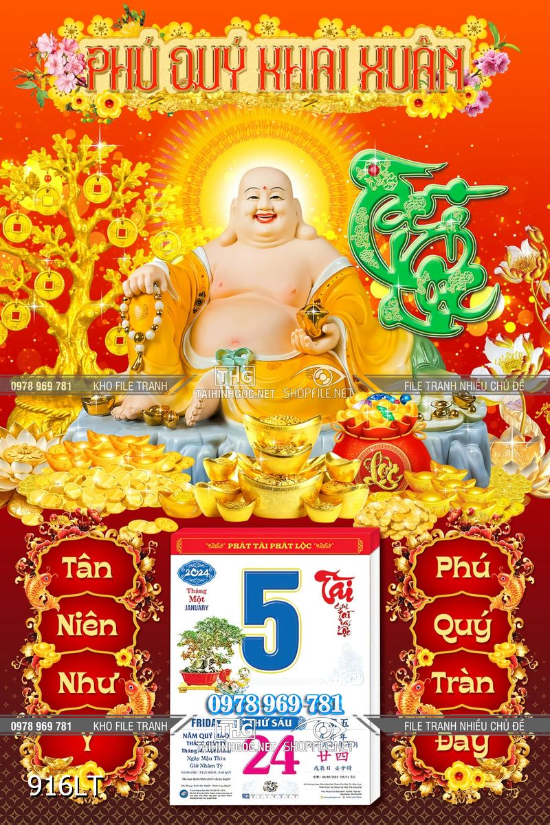 File lịch Tết Phú Quý Khai Xuân 916LT