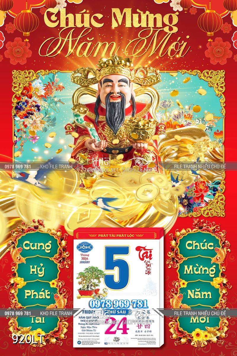 File lịch Tết Thần Tài chúc mừng năm mới 920LT