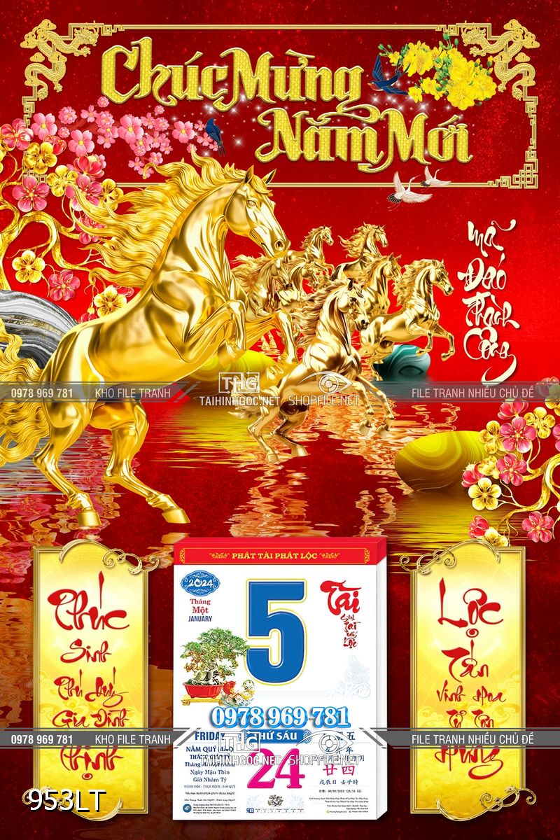 File lịch Tết Ngựa vàng chúc mừng năm mới 953LT