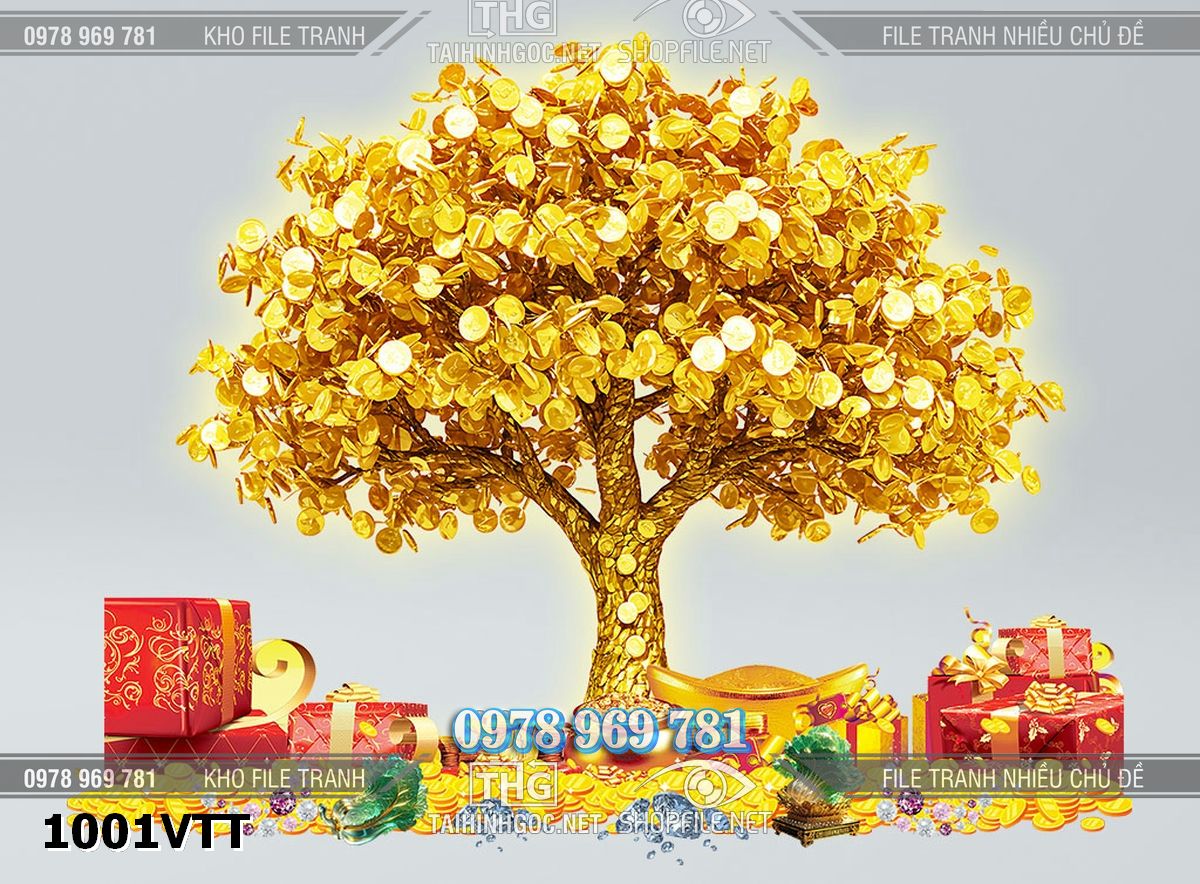 File psd cây tiền vàng tài lộc 1001VTT