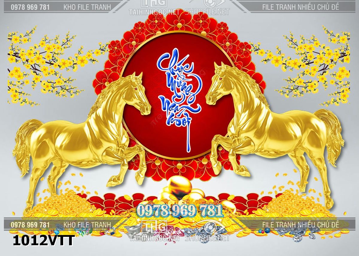 File tranh hai con ngựa tết năm mới bính ngọ 1012VTT