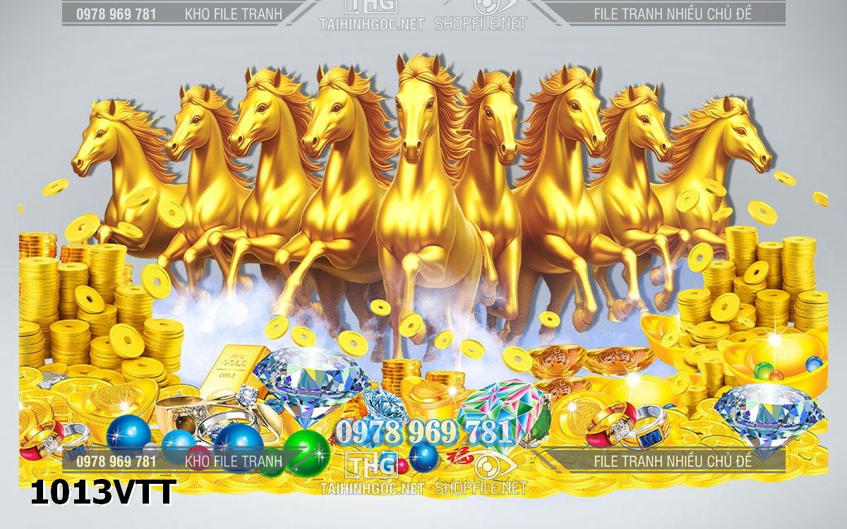 File tranh tư liệu ngựa vàng năm mới bính ngọ đẹp psd 1013VTT