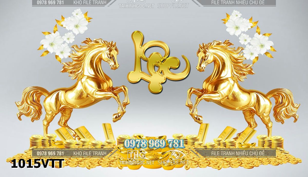 File ngựa tết 3d năm bính ngọ đẹp tài lộc 1015VTT