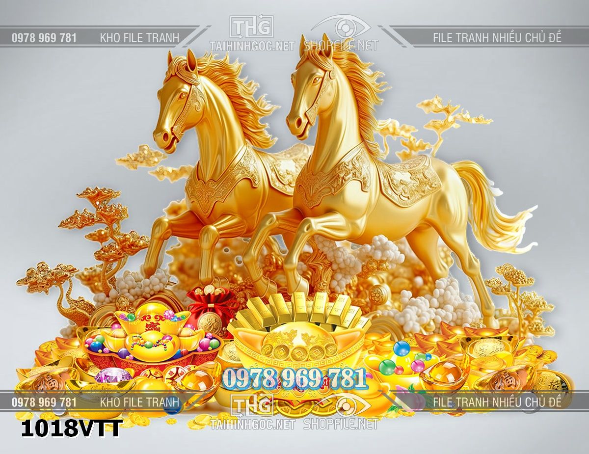 File tranh psd ngựa vàng phi nước đại tết 1018VTT