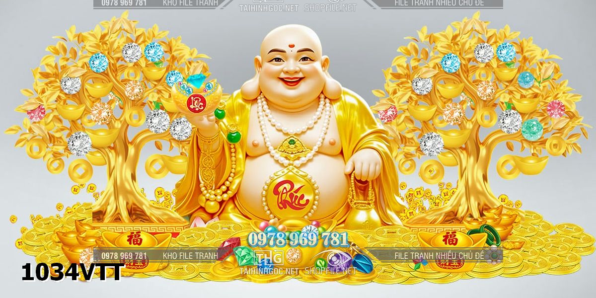 File psd tách lớp ông phật di lặc cây kim tiền cây tiền tết 1034VTT