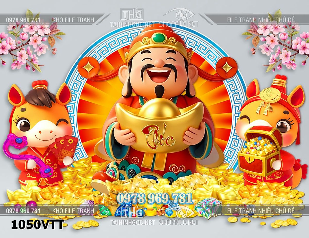 File psd png tách lớp con ngựa tết thần tài ôm thỏi vàng 1050VTT