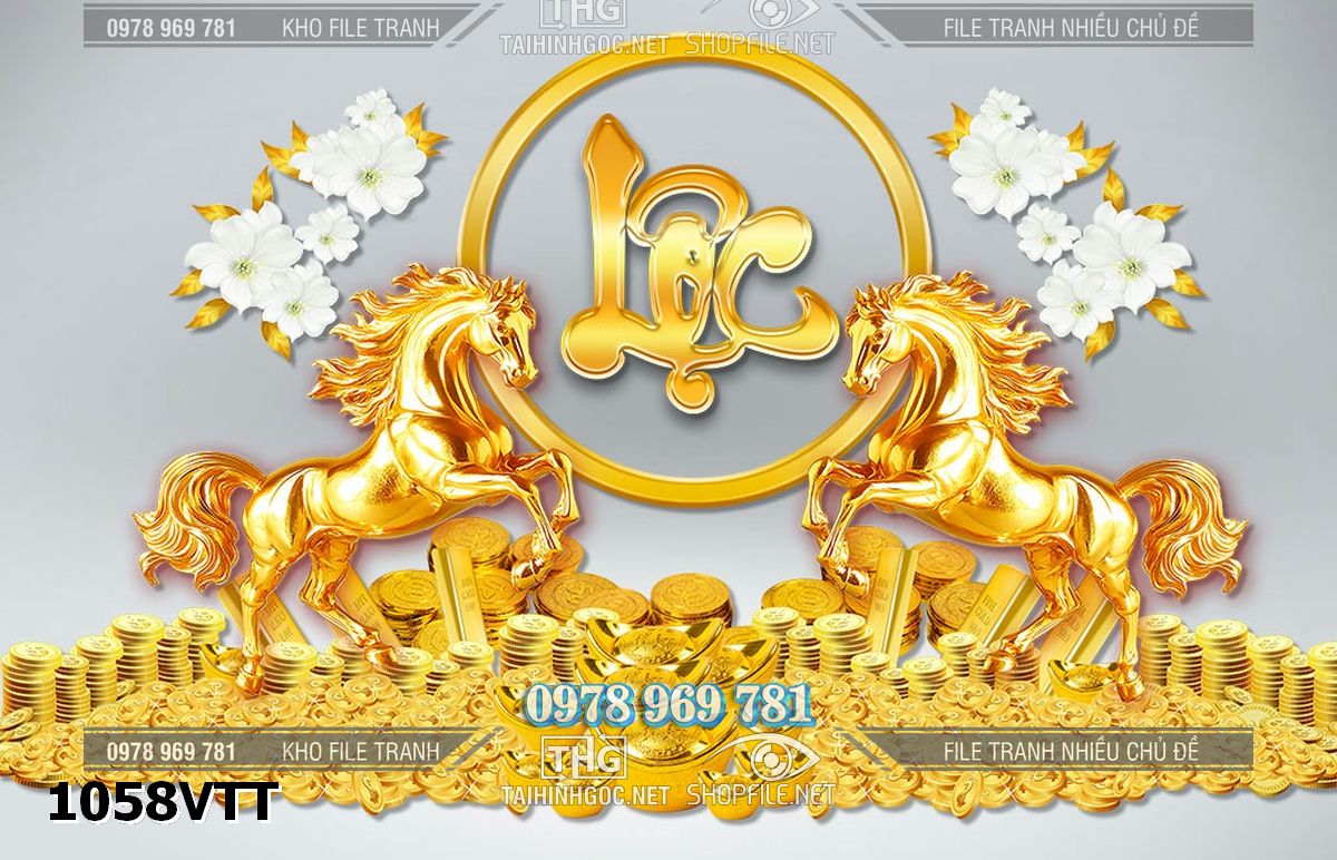 File ngựa vàng psd tách lớp tài lộc 1058VTT