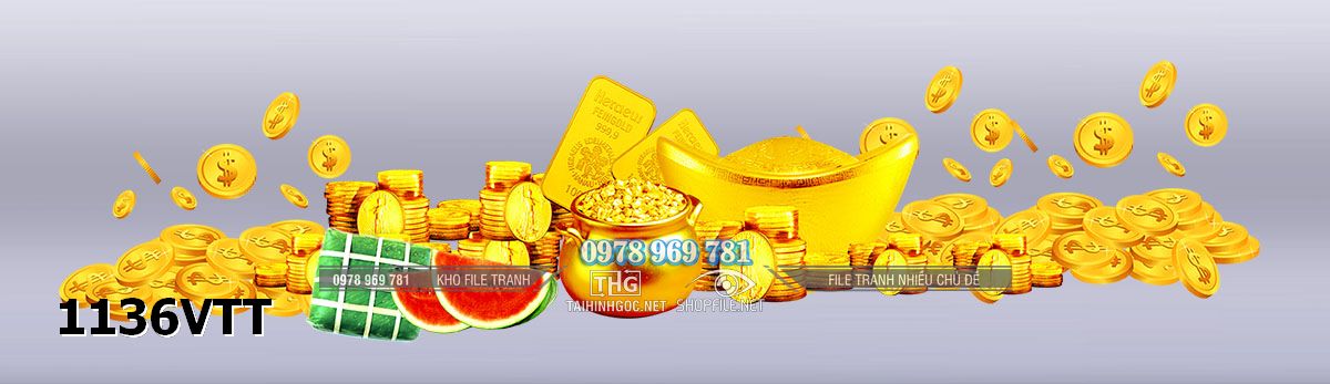 File tranh tư liệu tết vàng bạc hủ tiền dưa hấu bánh chưng bánh tét 1136VTT