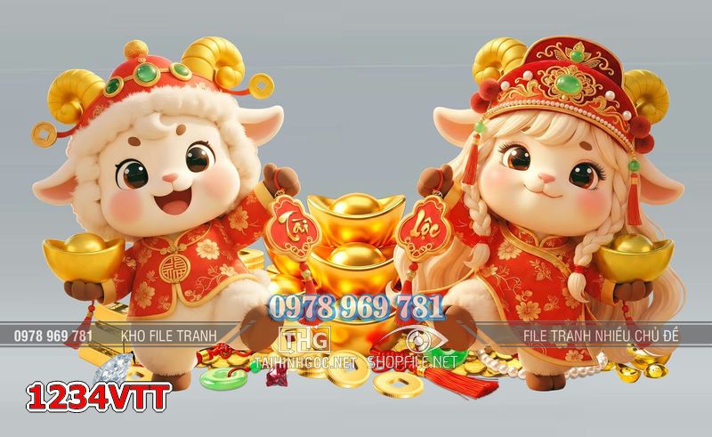 File tranh con dê năm mới đón xuân 1234VTT
