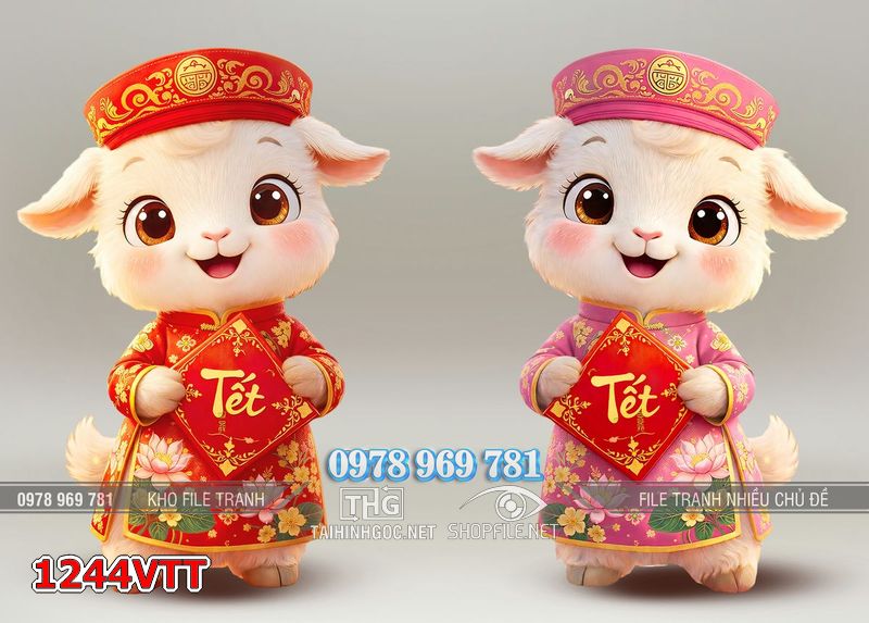 File tranh con dê cung chúc tân xuân 1244VTT