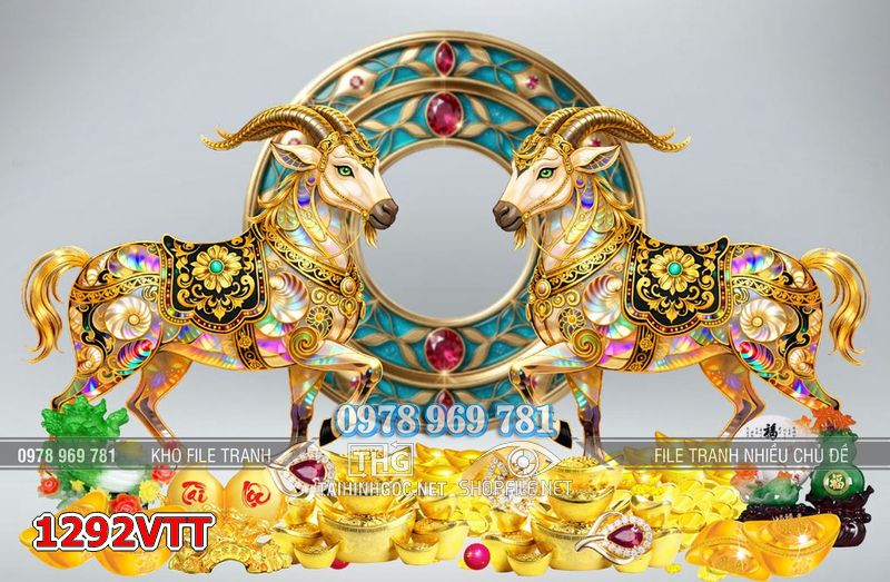 File tranh 2 con dê năm mới đinh mùi 1292VTT