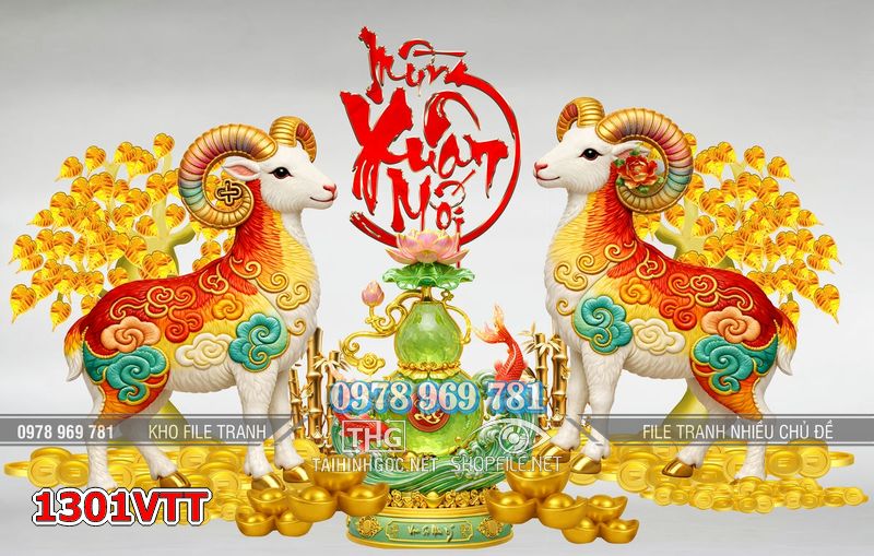 File tranh con dê Đinh Mùi psd 1301VTT