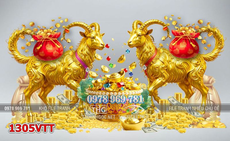 File tư liệu ghép lịch tết con Dê vàng gold 1305VTT
