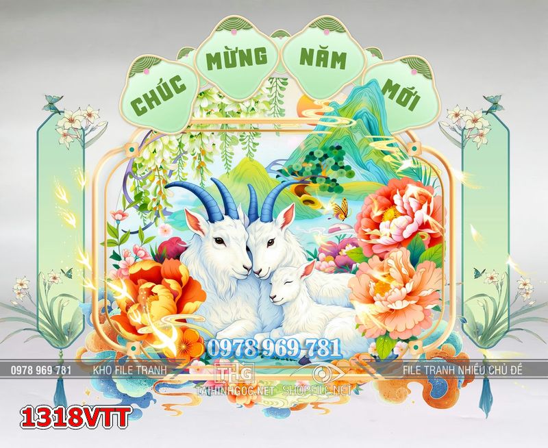 File tranh con dê chúc mừng năm mới 1318VTT
