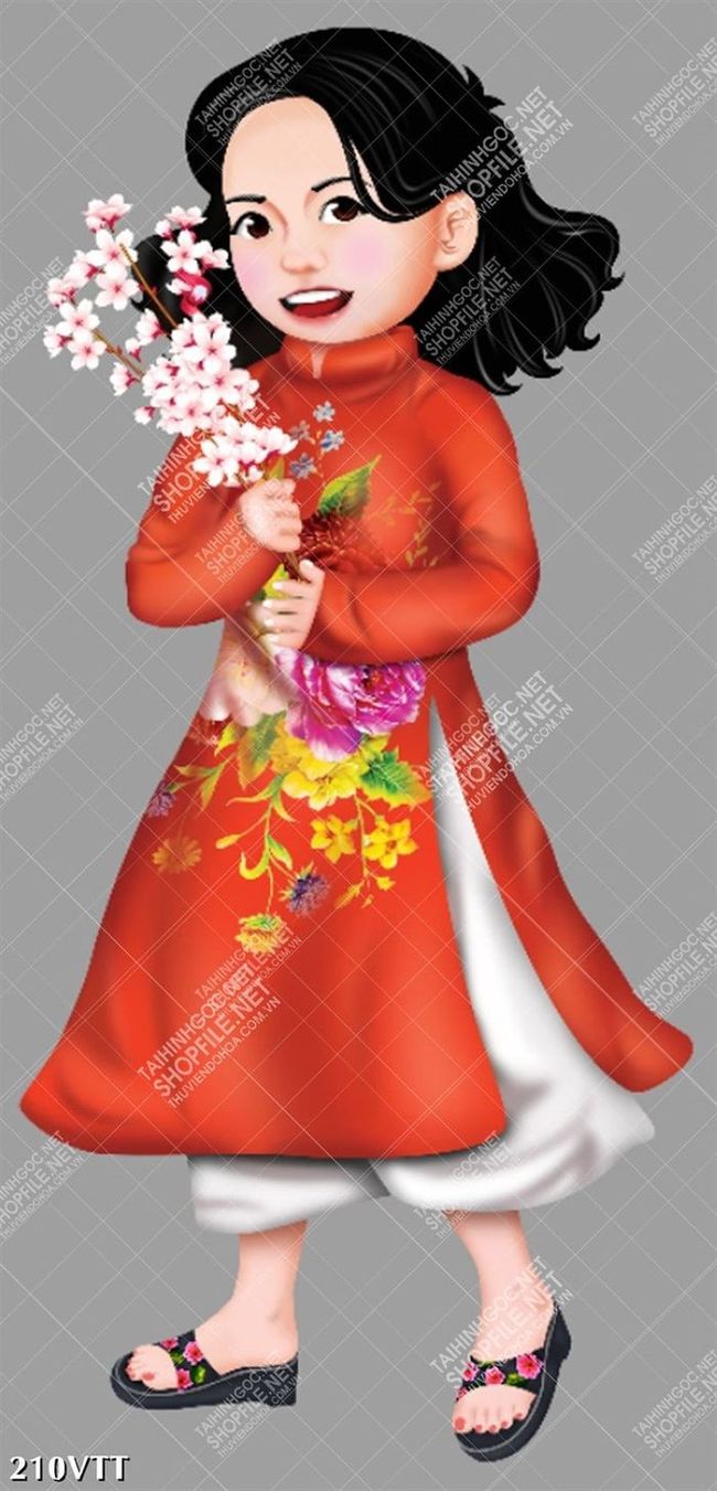 Tranh tà áo dài tung bay của cô gái Việt Nam