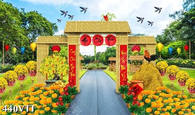 Con đường làng quê Việt Nam thể hiện qua bức tranh tết đẹp và ý nghĩa