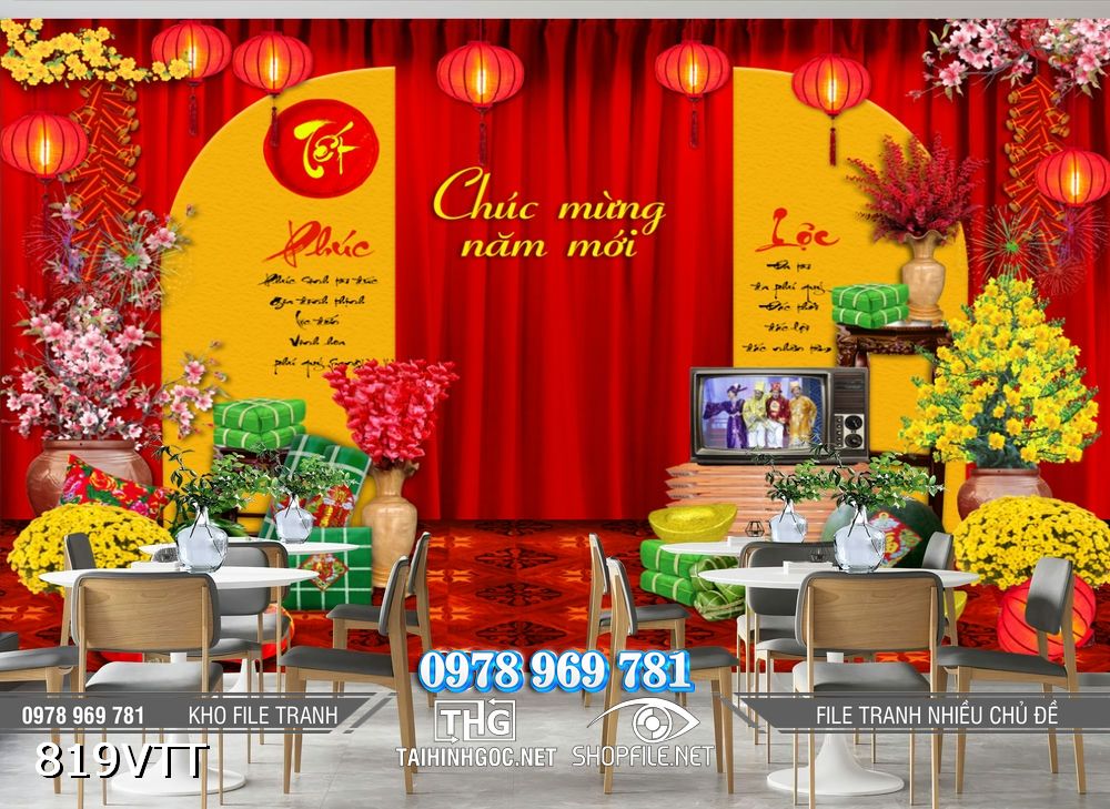 File tranh phông nền chụp hình chúc mừng năm mới mẫu mới nhất 819VTT