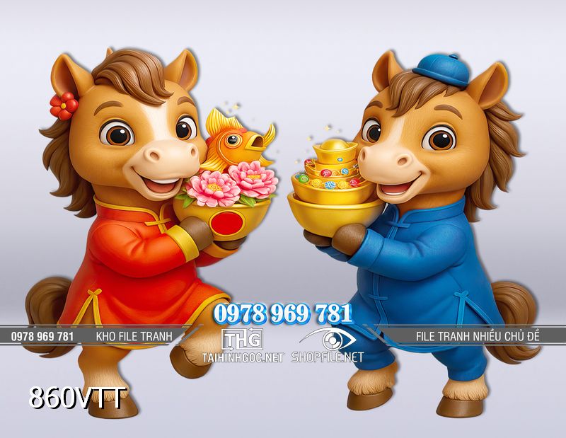 File tranh Psd cặp Ngựa Bính Ngọ 2026 860VTT