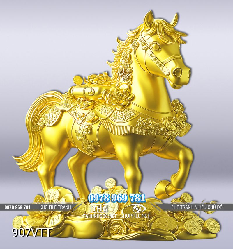 File tranh Ngựa vàng đón xuân 2026 907VTT