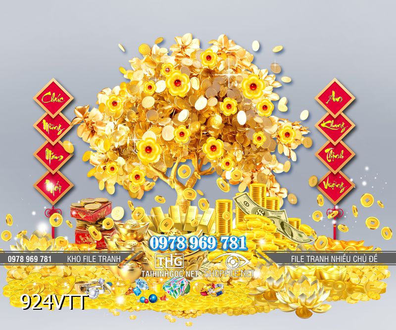 File tranh cây kim tiền tài lộc 924VTT