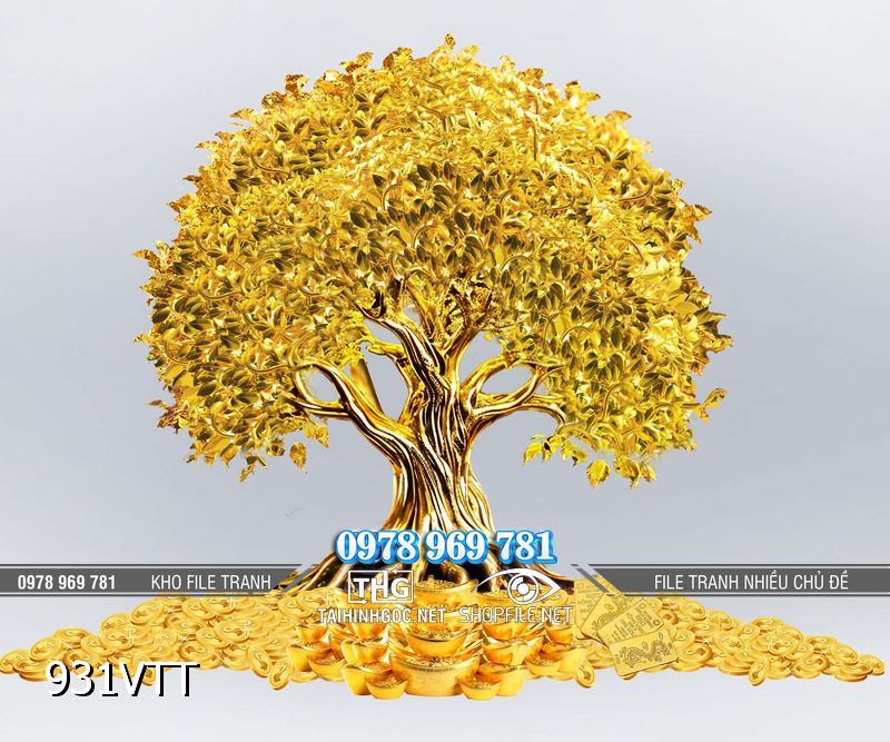 File tranh cây vàng kim tiền 931VTT