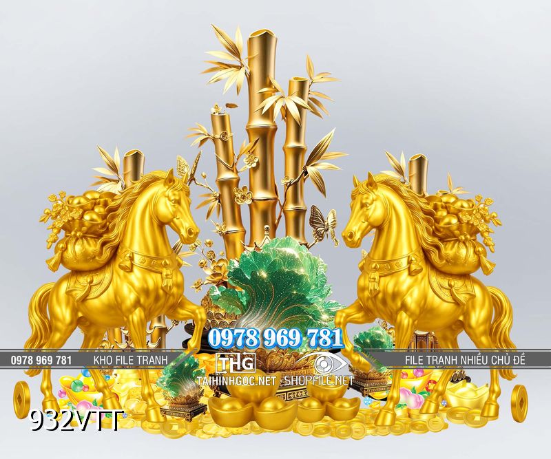 File tranh psd Ngựa vàng 2026 932VTT