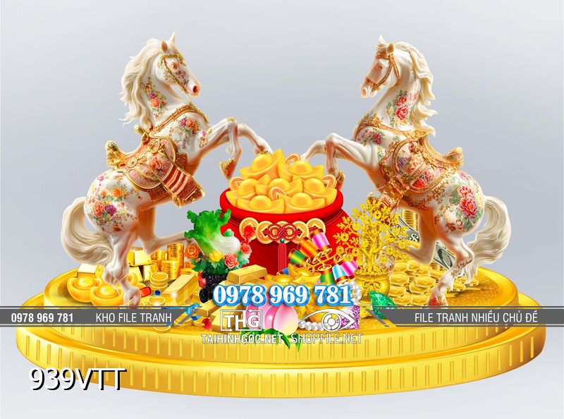 File tranh cặp Ngựa đón tết Bính Ngọ 939VTT