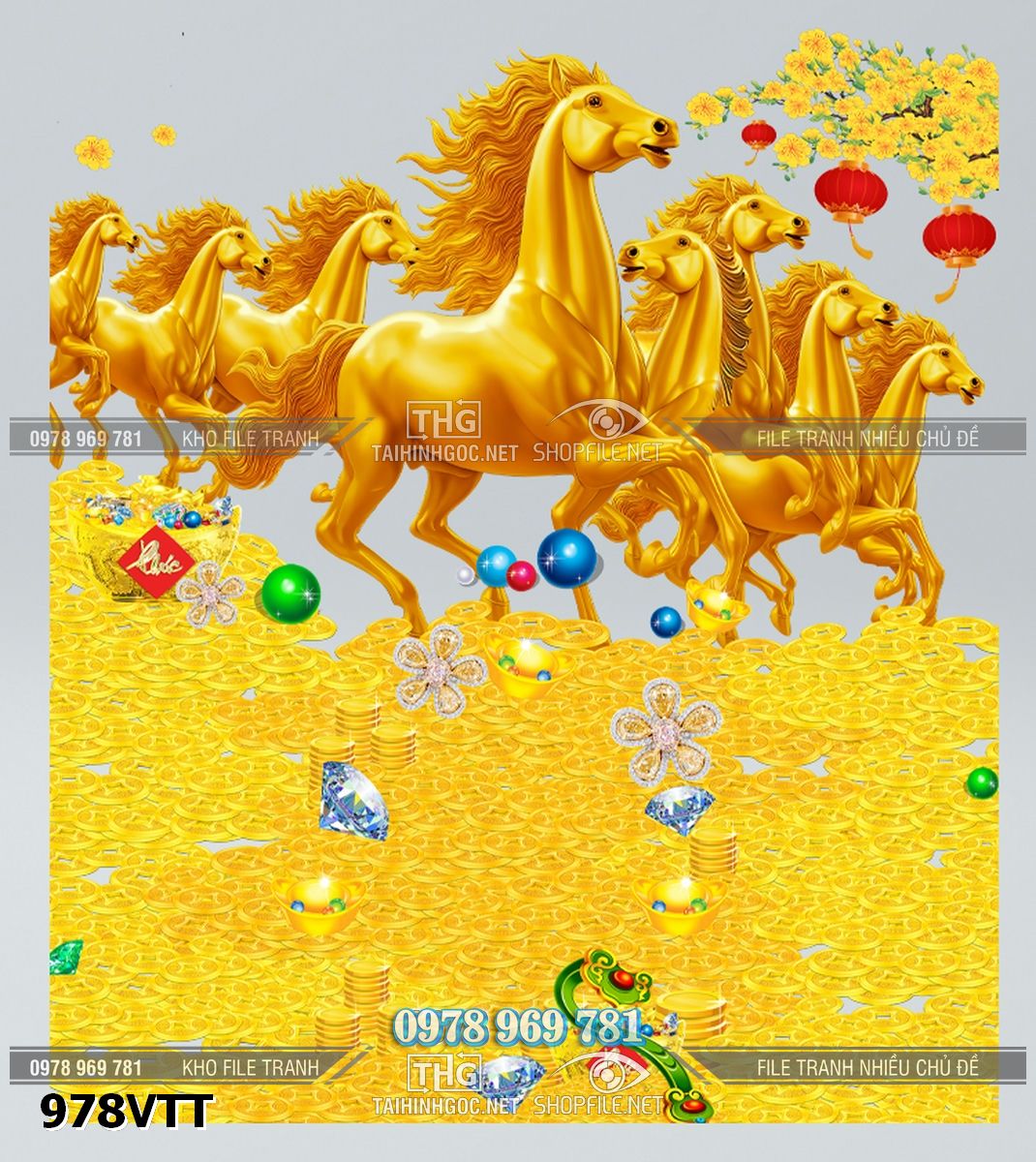 File psd tư liệu ngựa vàng mã đáo thành công bát mã Tết 978VTT