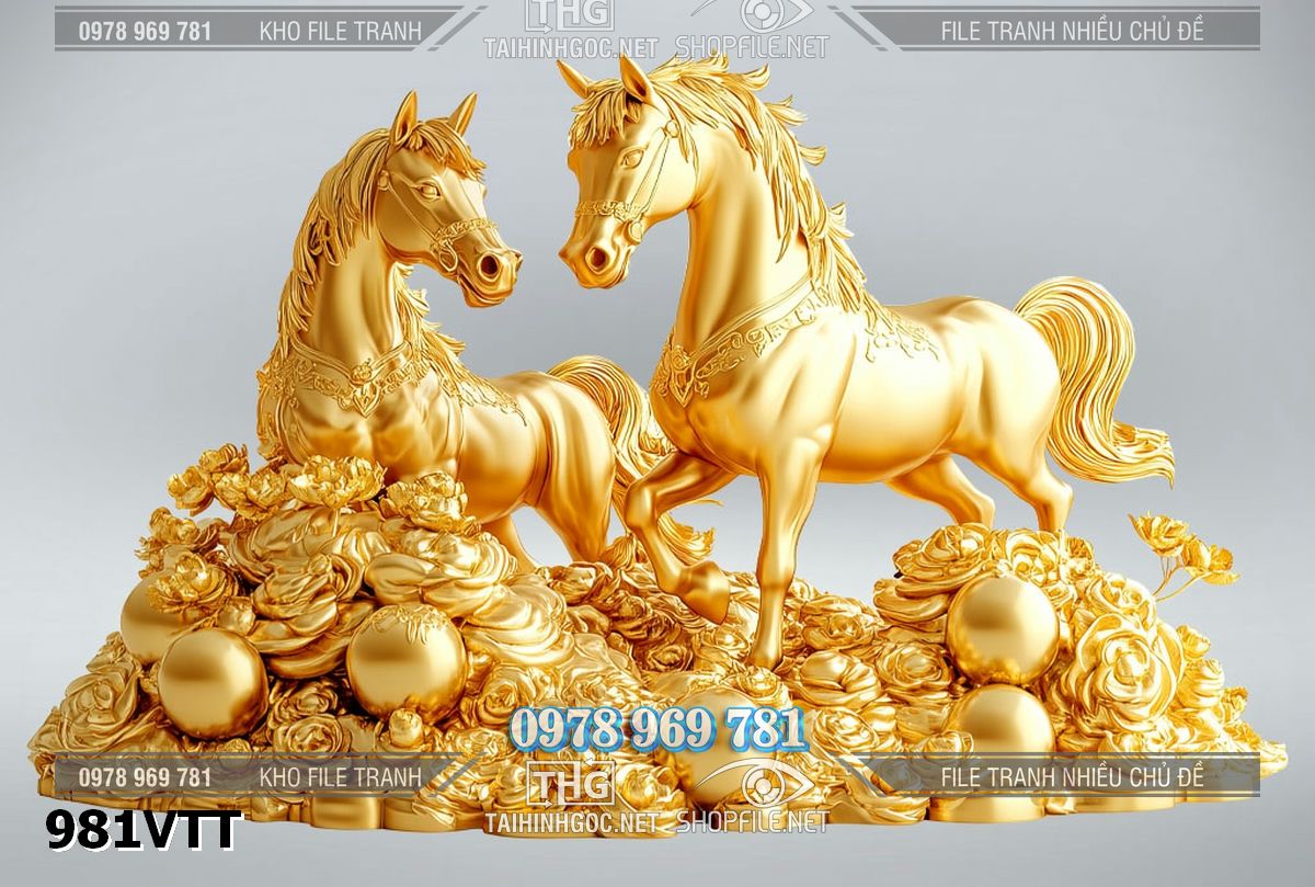 File hai con ngựa vàng tết bính ngọ psd 981VTT