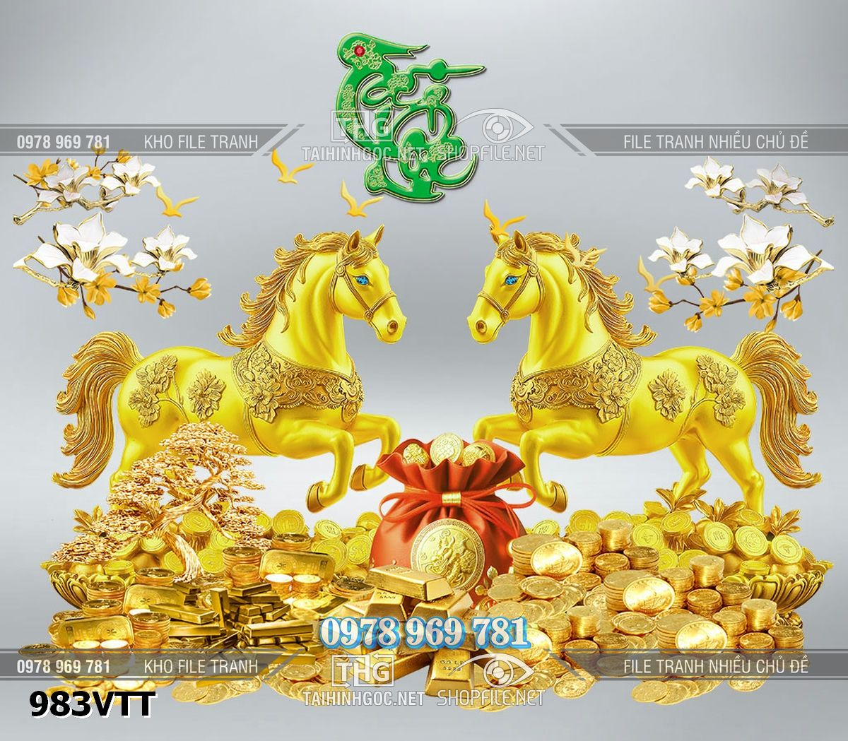 File ngựa vàng tài lộc file psd tách lớp layer 983VTT
