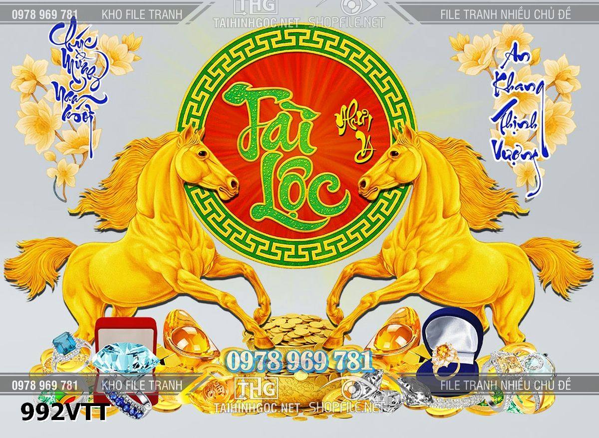 File psd 2 con ngựa tài lộc chúc mừng năm mới 992VTT